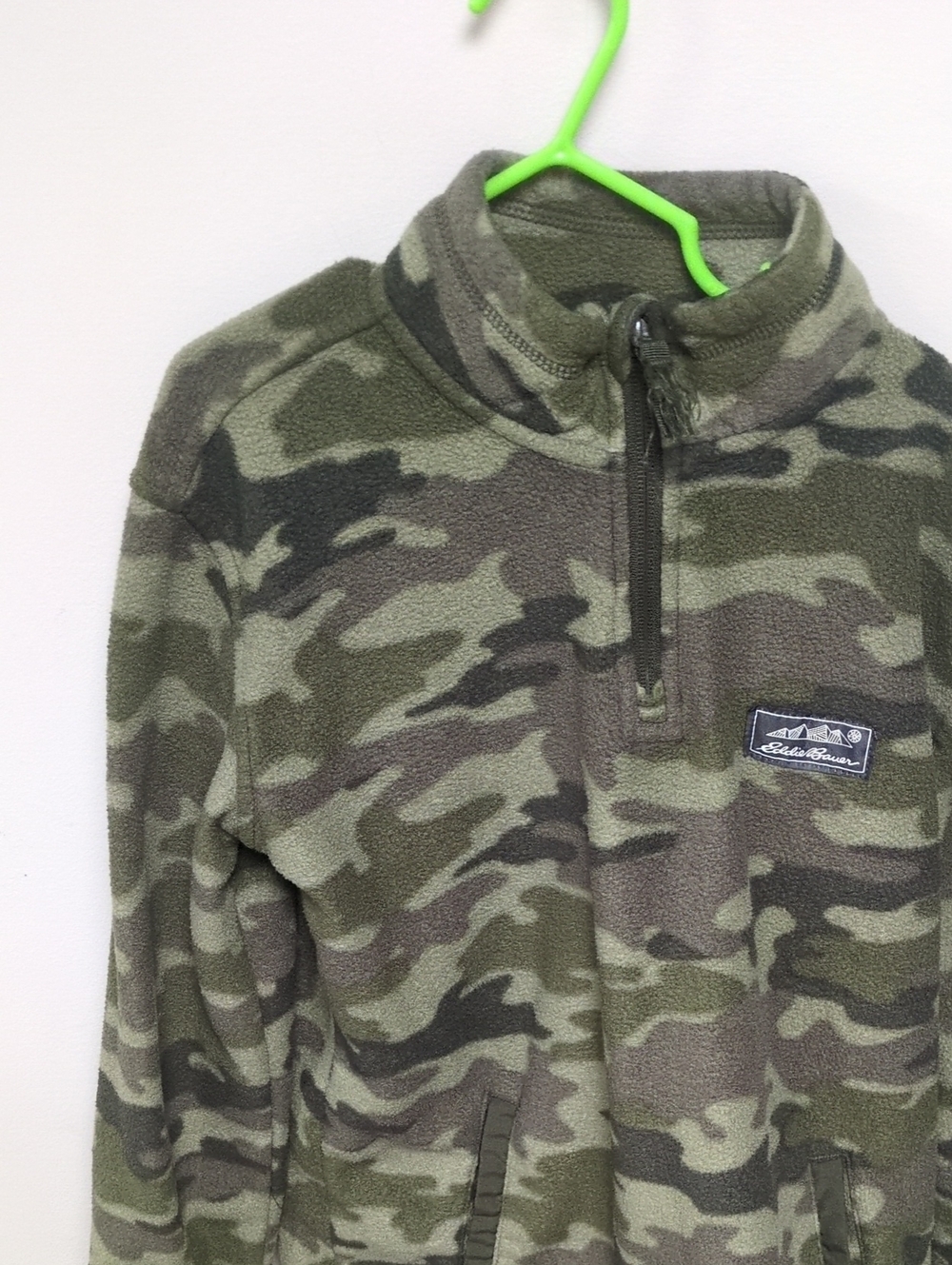 Eddie Bauer Kids Green Camo Half-Zip Fleece Pullover
